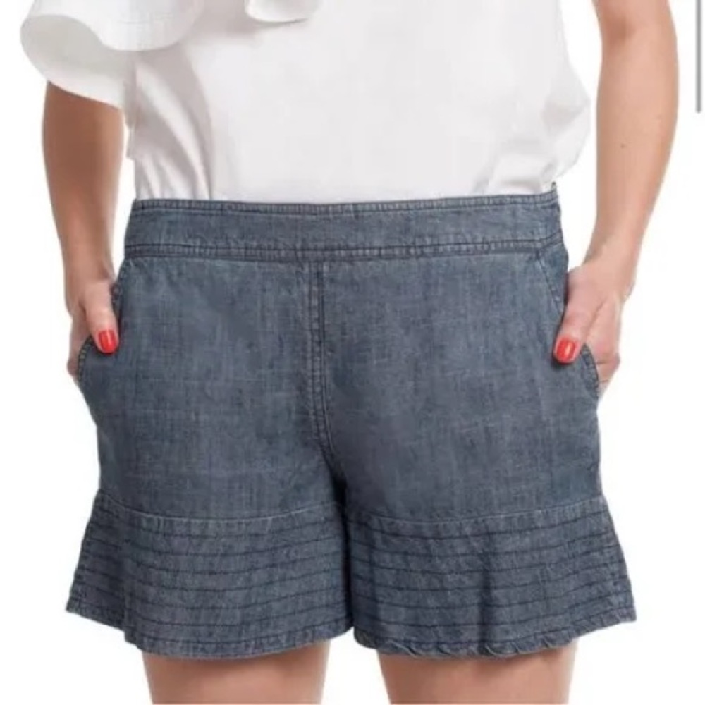 Trina Turk Rosemunda Blue Chambray linen blend shorts